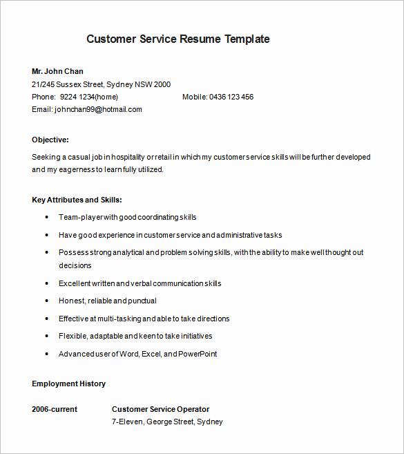 customer service representative resume templates