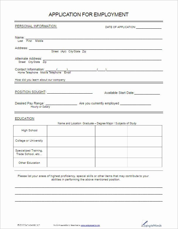 22 Employment Application form Template Free Word Pdf