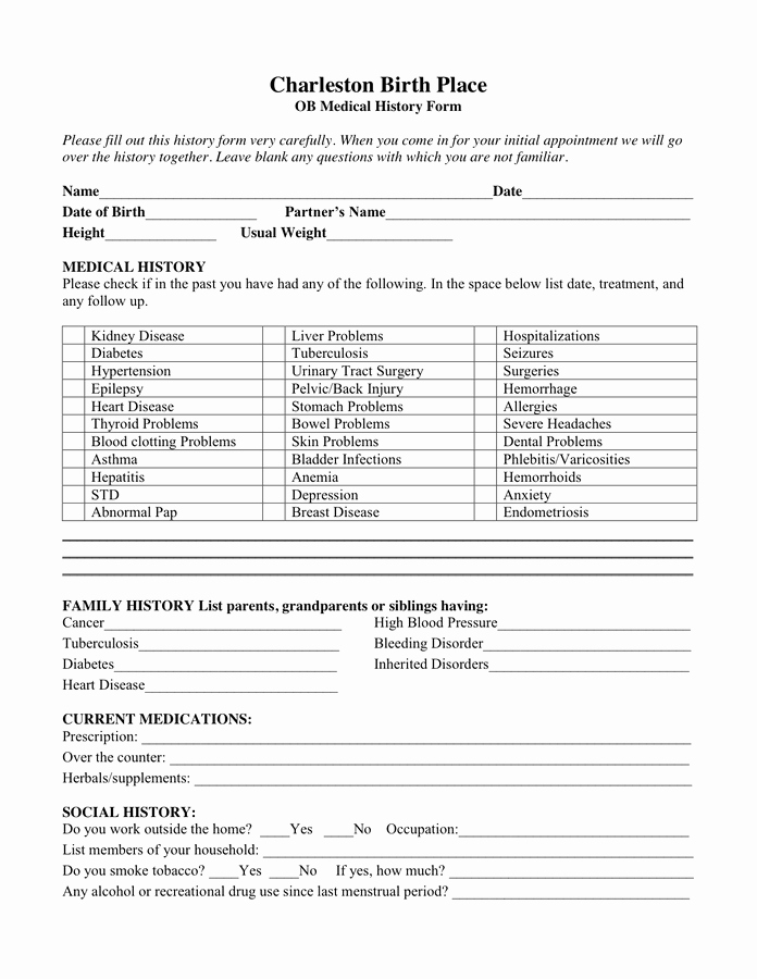 22 Of Surgery for oral Health History form Template
