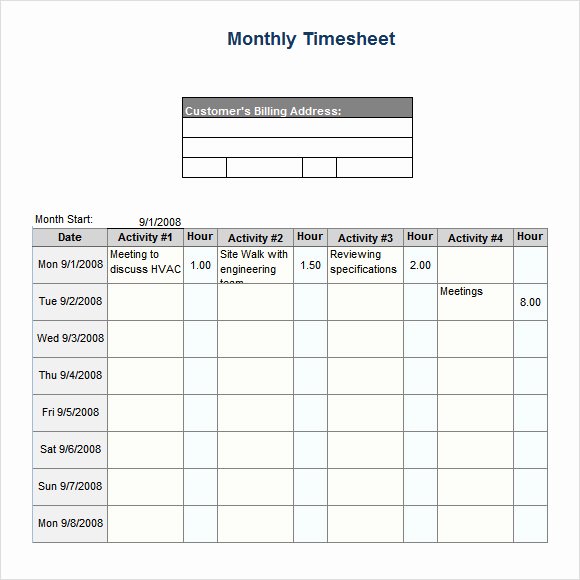 22 Sample Monthly Timesheet Templates to Download for Free