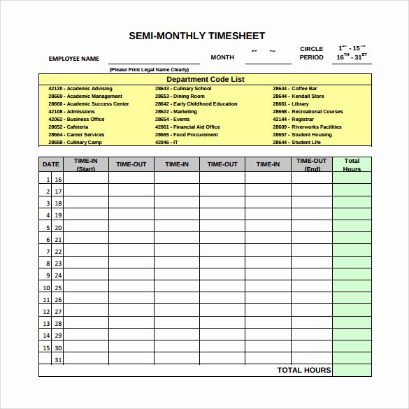 22 Sample Monthly Timesheet Templates to Download for Free