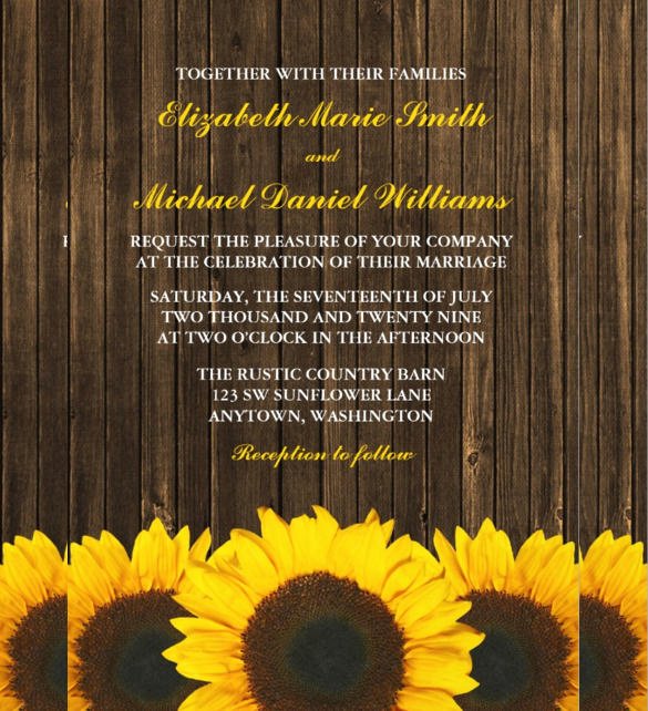 22 Sunflower Wedding Invitation Templates – Psd Ai Word