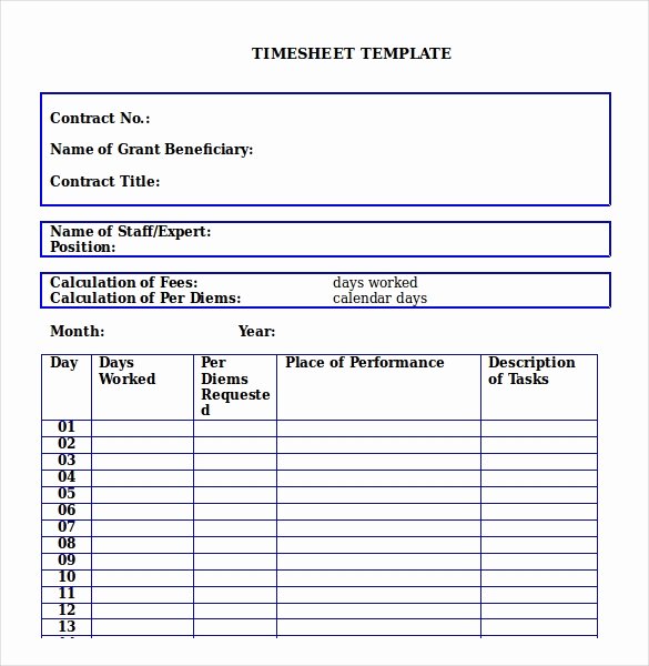23 Monthly Timesheet Templates Free Sample Example