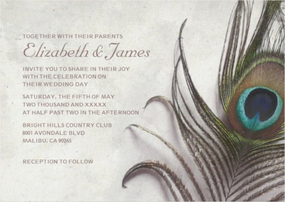 23 Peacock Wedding Invitation Templates – Free Sample