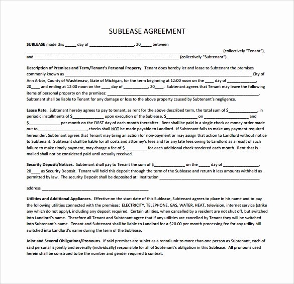 23 Sample Free Sublease Agreement Templates to Download