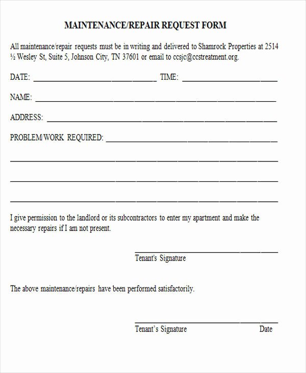 Maintenance Request form Template Letter Example Template