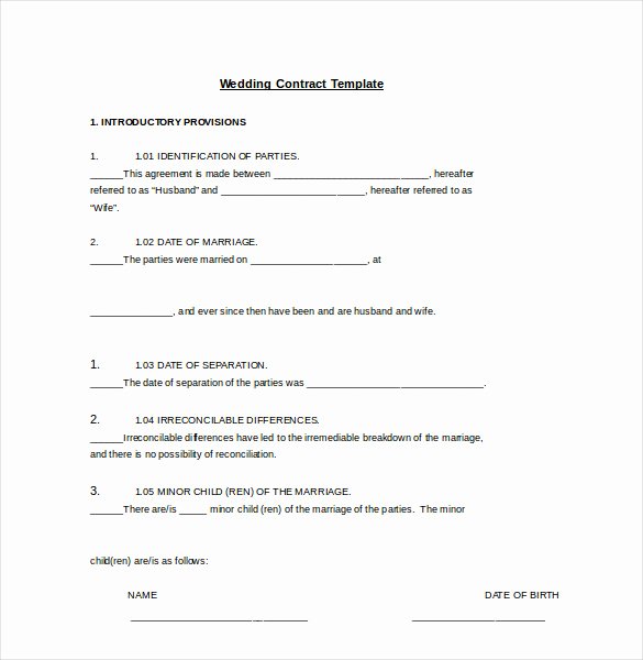 23 Wedding Contract Templates – Free Sample Example
