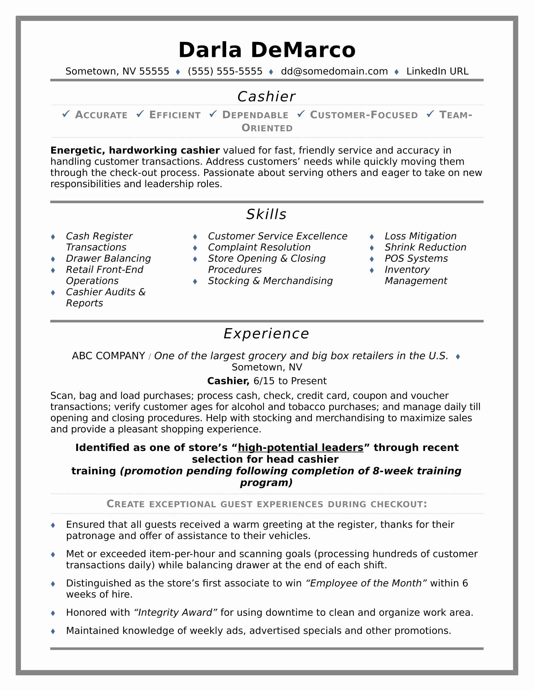 24 Elegant Walmart Cashier Job Description for Resume