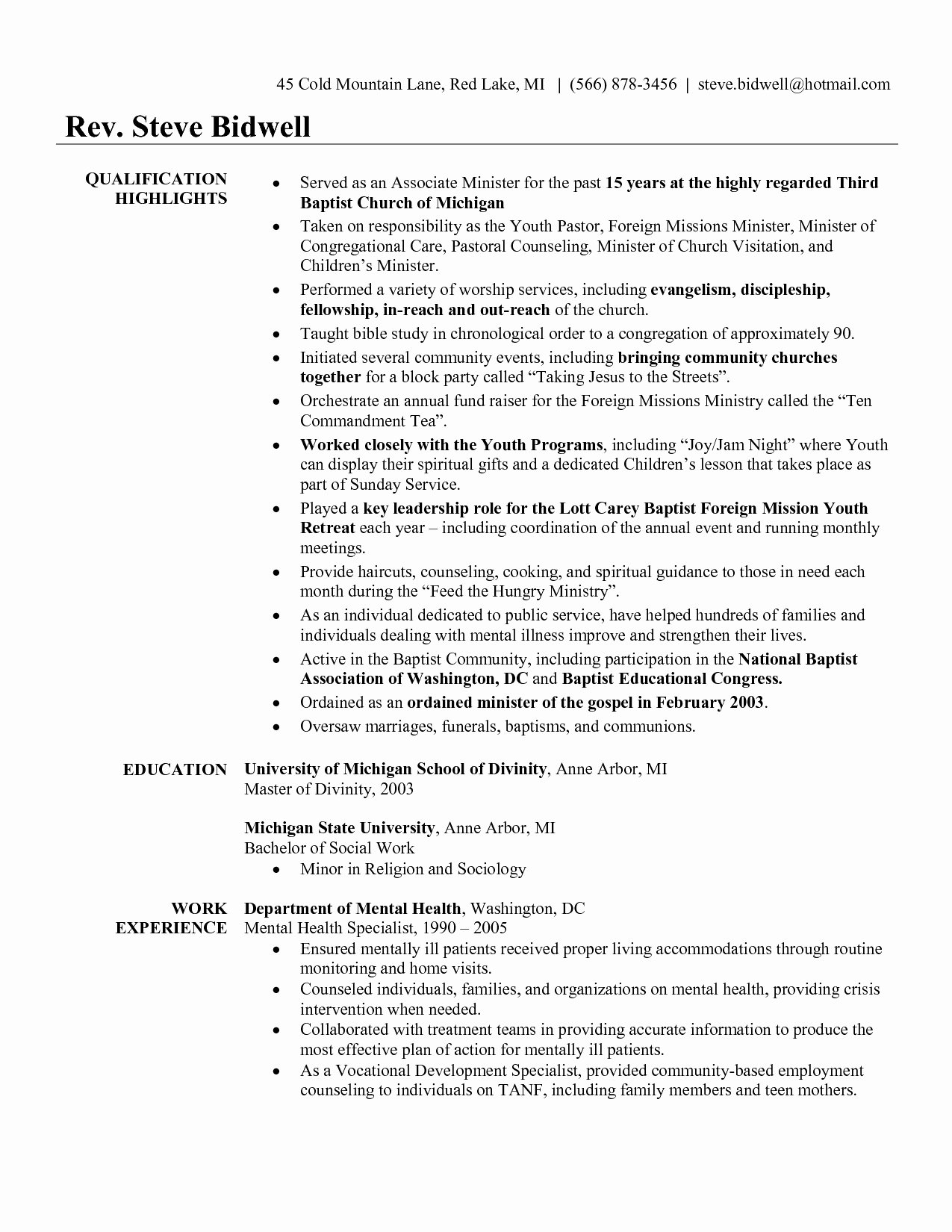 24 Fresh Image Youth Pastor Resume Template