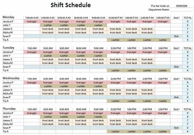 24 Hour Shift Schedule Template