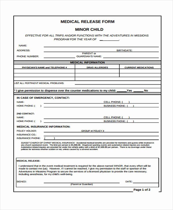 24 Medical Release form Templates