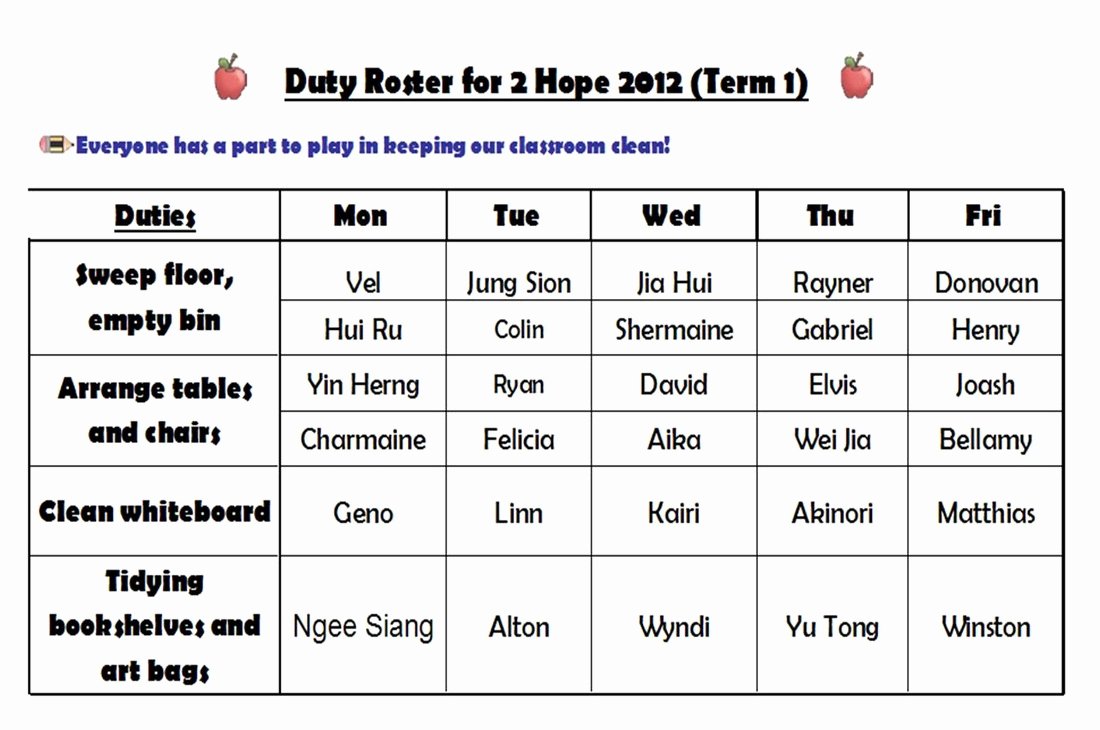 Boy Scout Duty Roster Template