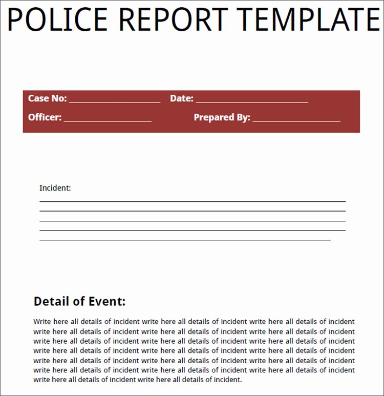 24 Printable Police Report Templates Free Pdf Word formats