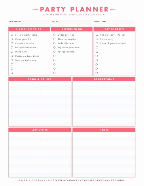 party planning checklist