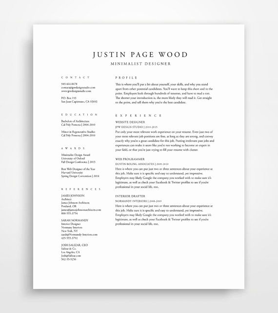 25 Best Ideas About Simple Resume Template On Pinterest