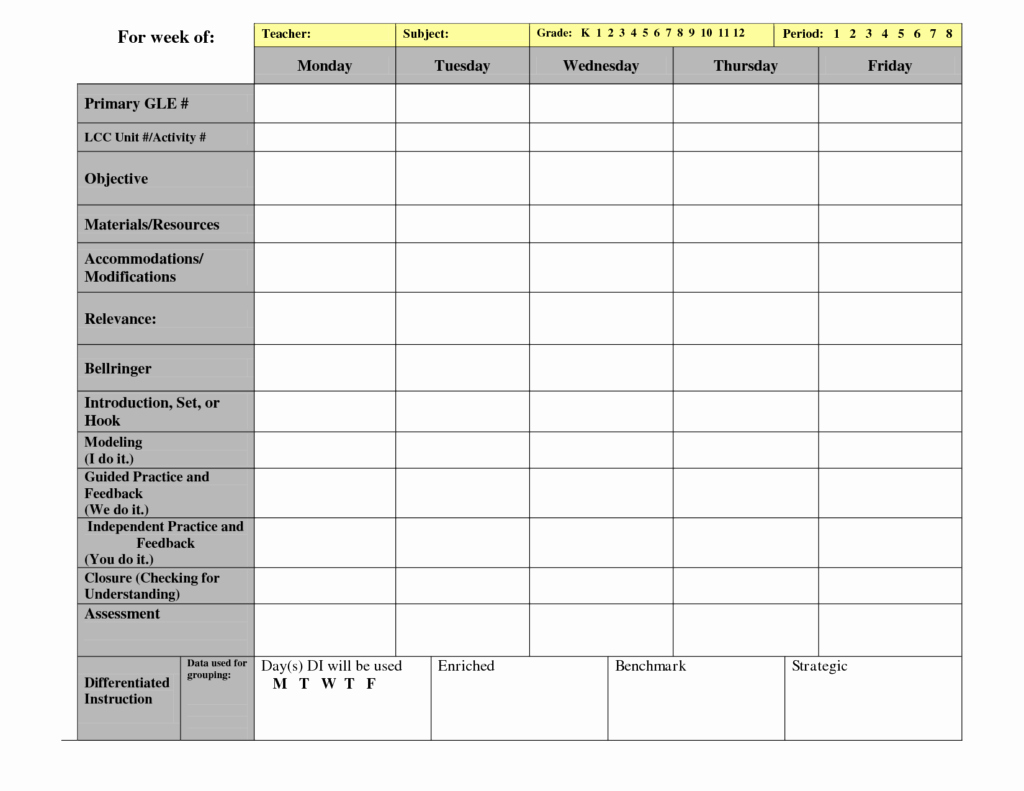 25 Editable Weekly Lesson Plan Template Weekly Editable