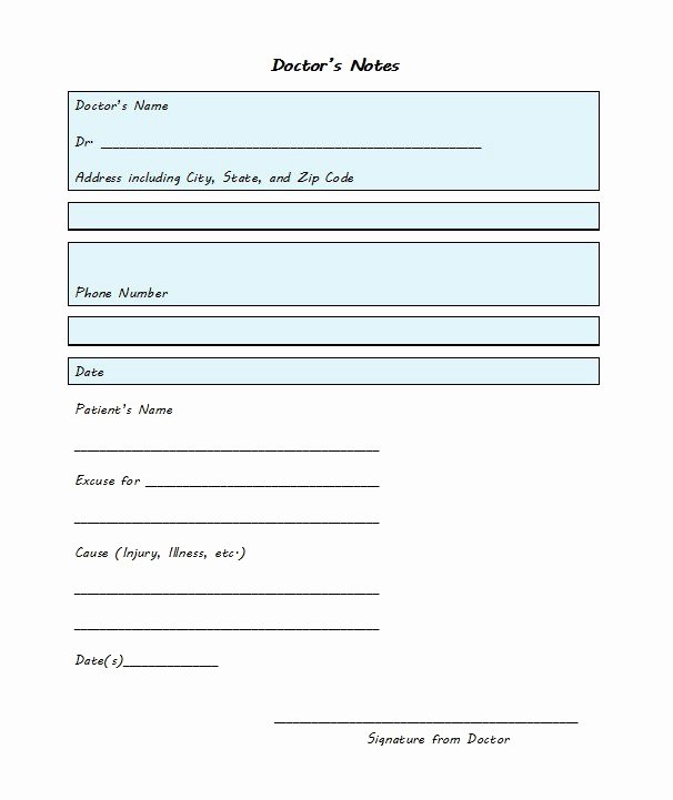 doctors note template