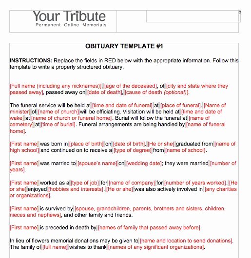 25 Obituary Templates and Samples Template Lab