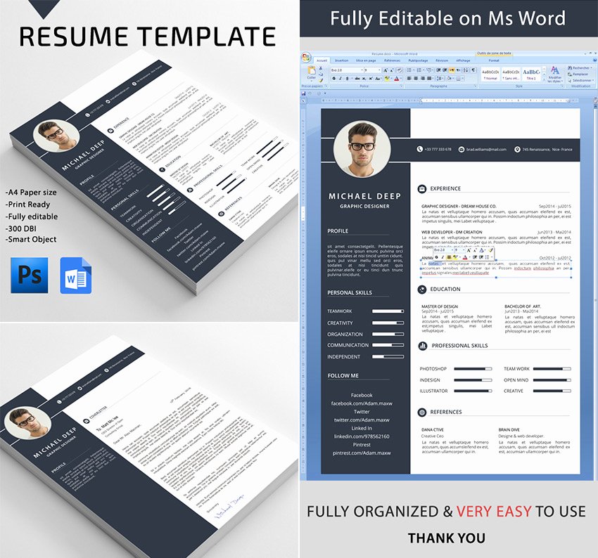 25 Professional Ms Word Resume Templates with Simple
