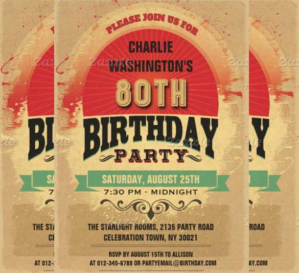 26 80th Birthday Invitation Templates – Free Sample