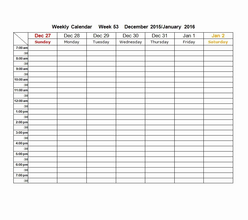 26 Blank Weekly Calendar Templates [pdf Excel Word