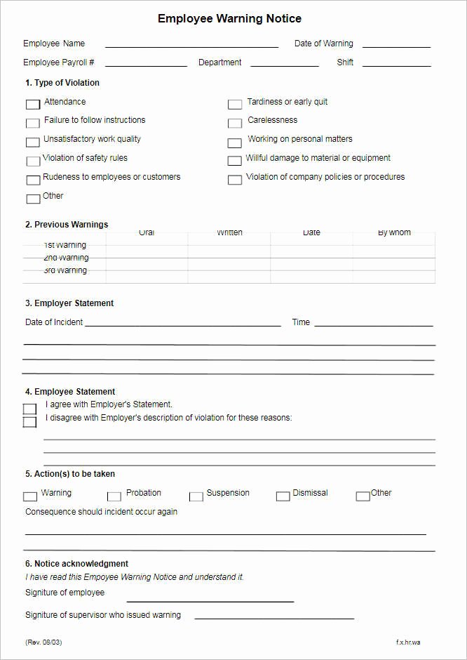 employee write up form