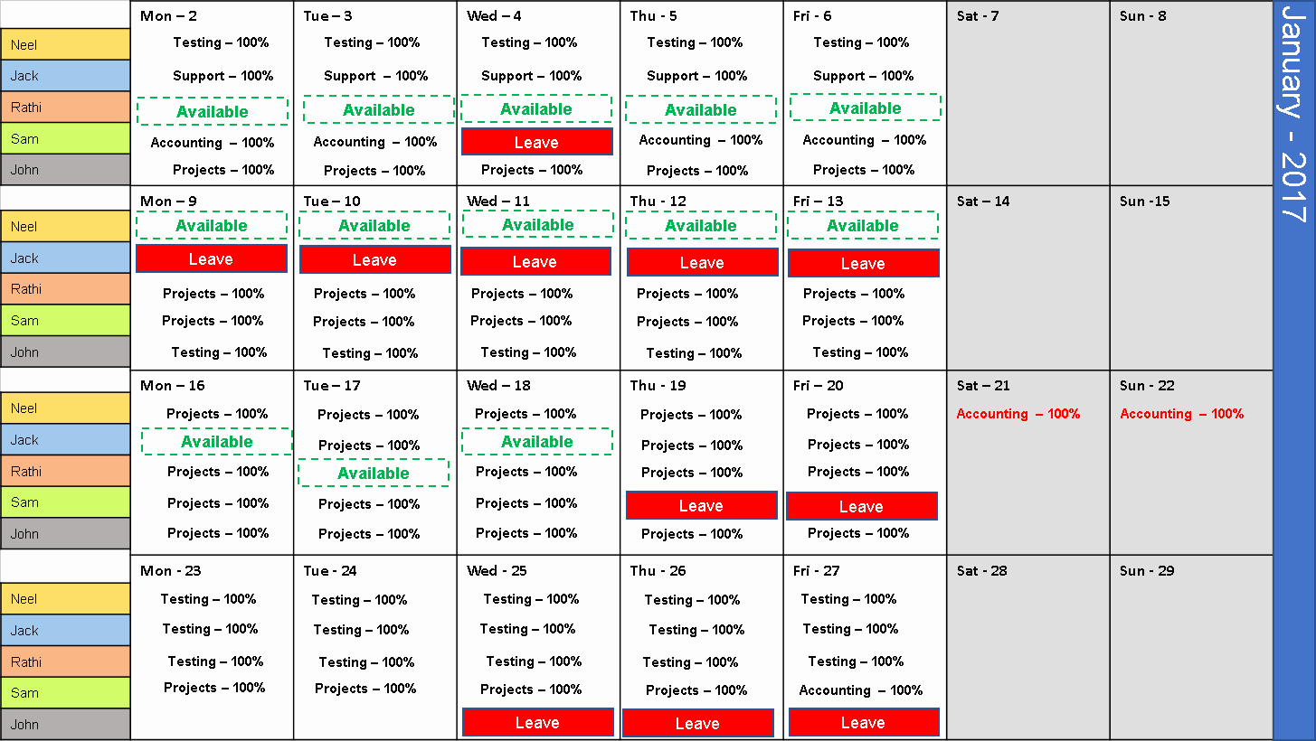 10 Team Schedule Template Excel