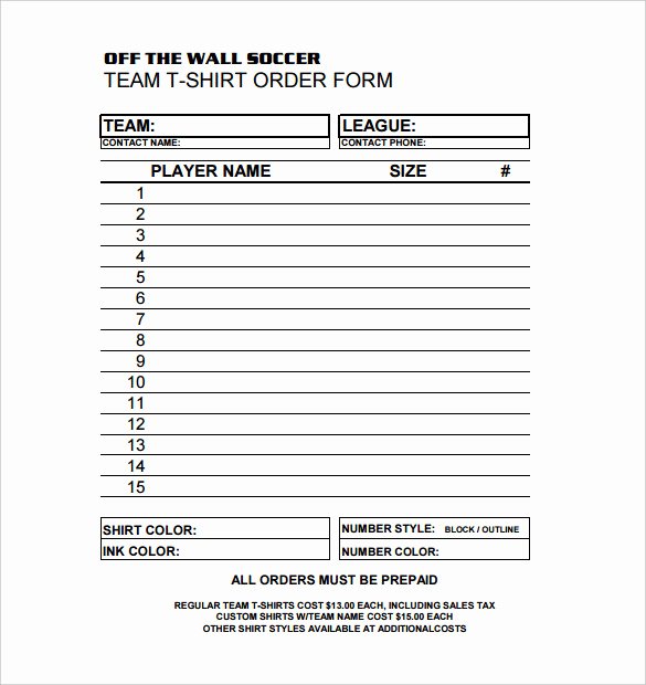 t shirt order form template