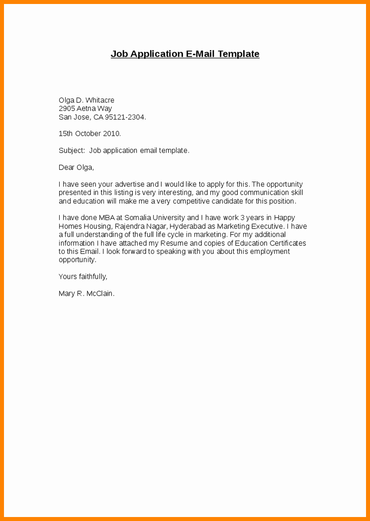 27 Of Job Application Email Template In Finance
