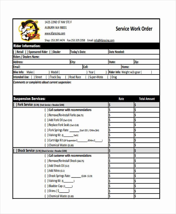 work orders template