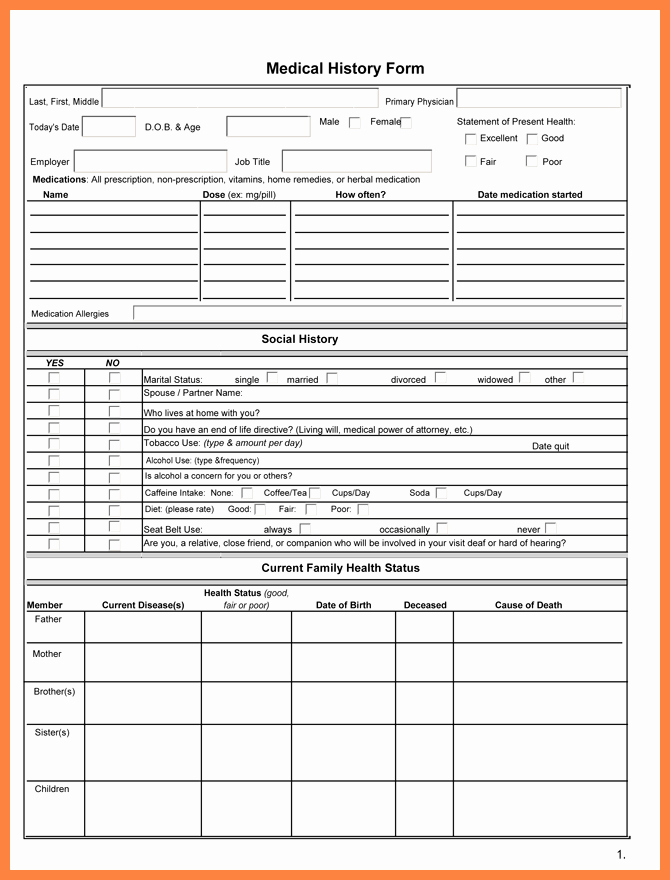 28 Of Personal Medical History form Template