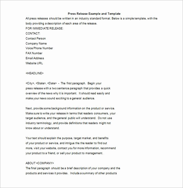 28 Press Release Template Word Excel Pdf