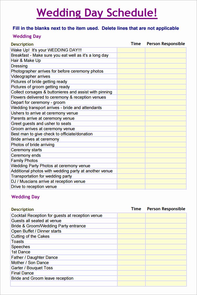 28 Wedding Schedule Templates &amp; Samples Doc Pdf Psd