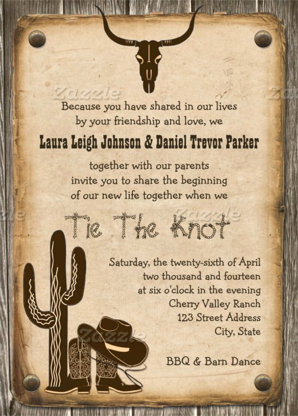 sample western wedding invitation