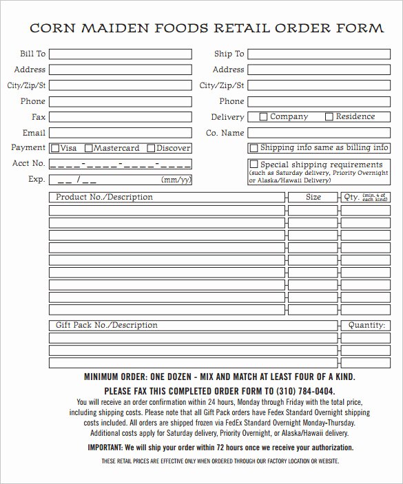 order form templates