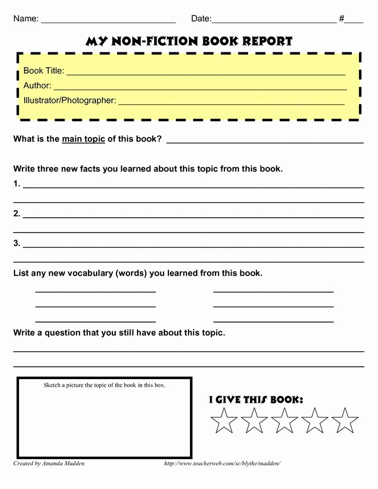 2nd grade biography book report form