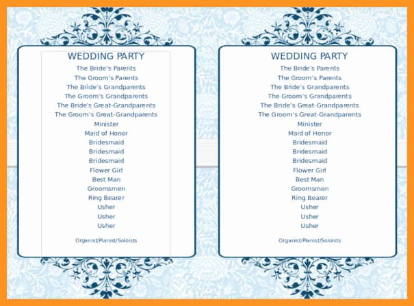 3 4 Wedding Program Template Microsoft Word