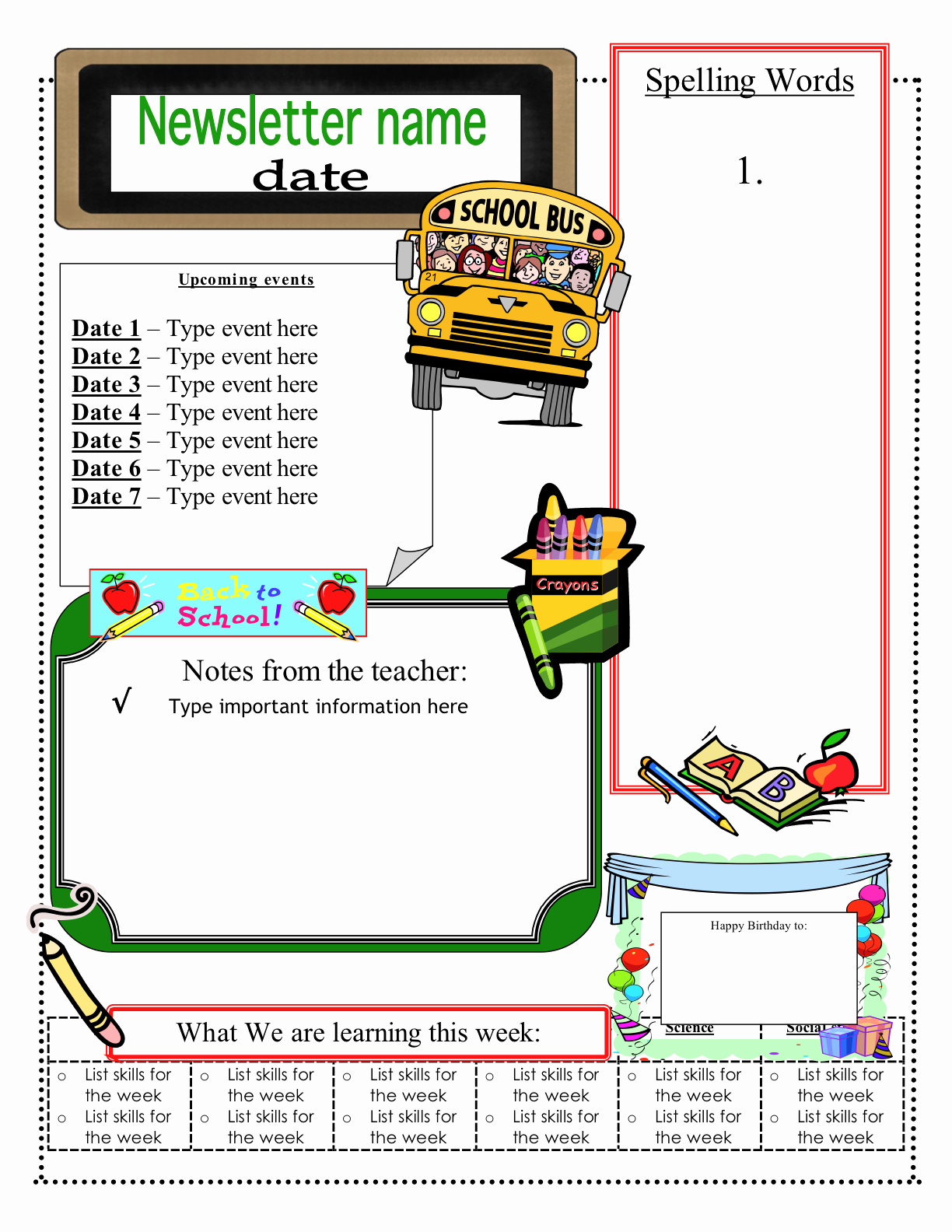 3 6 Free Resources Free Classroom Newsletter Templates