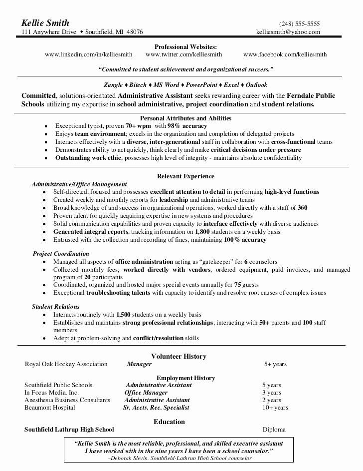 3 Administrative assistant Sample