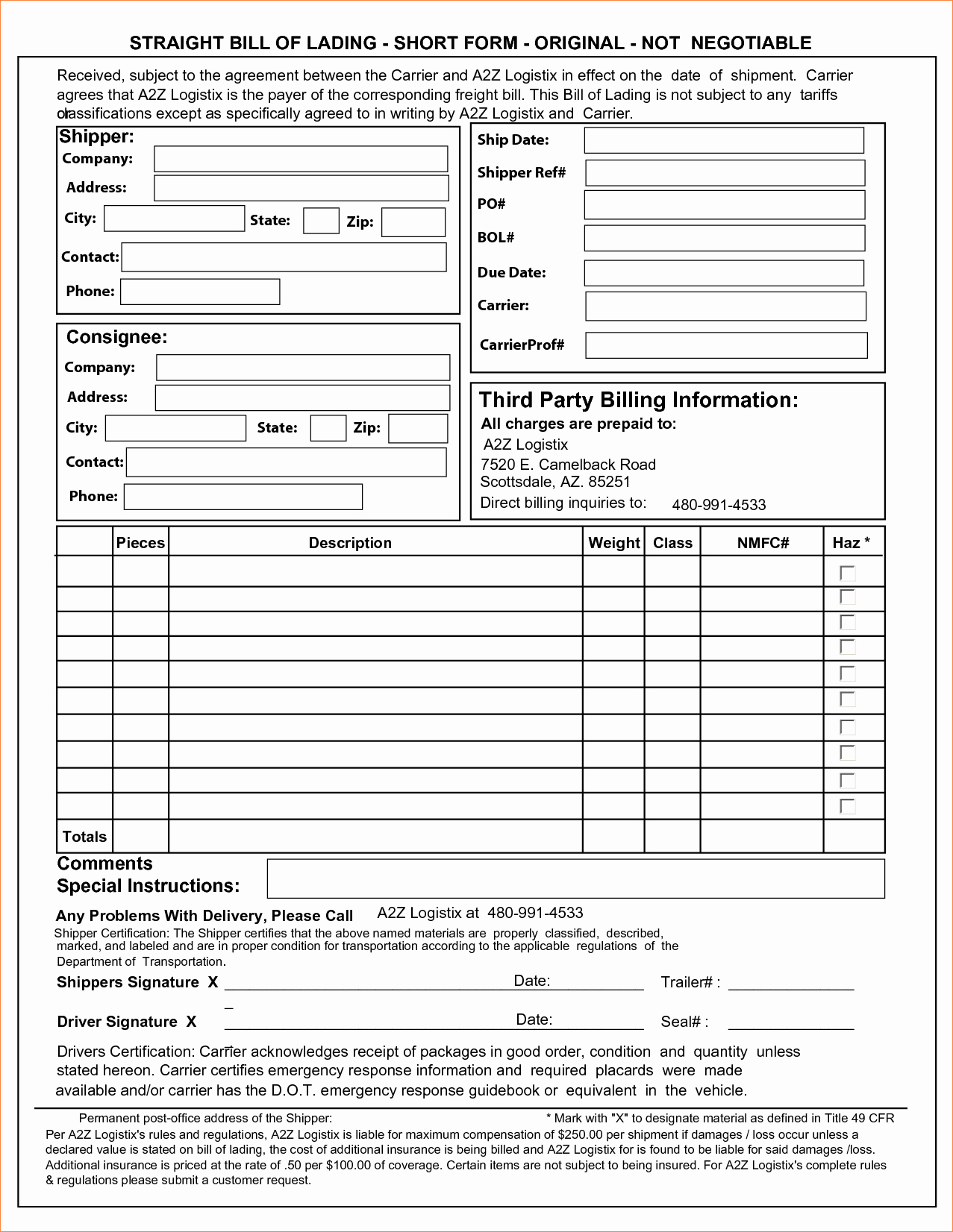 3 Bill Of Lading formsreport Template Document