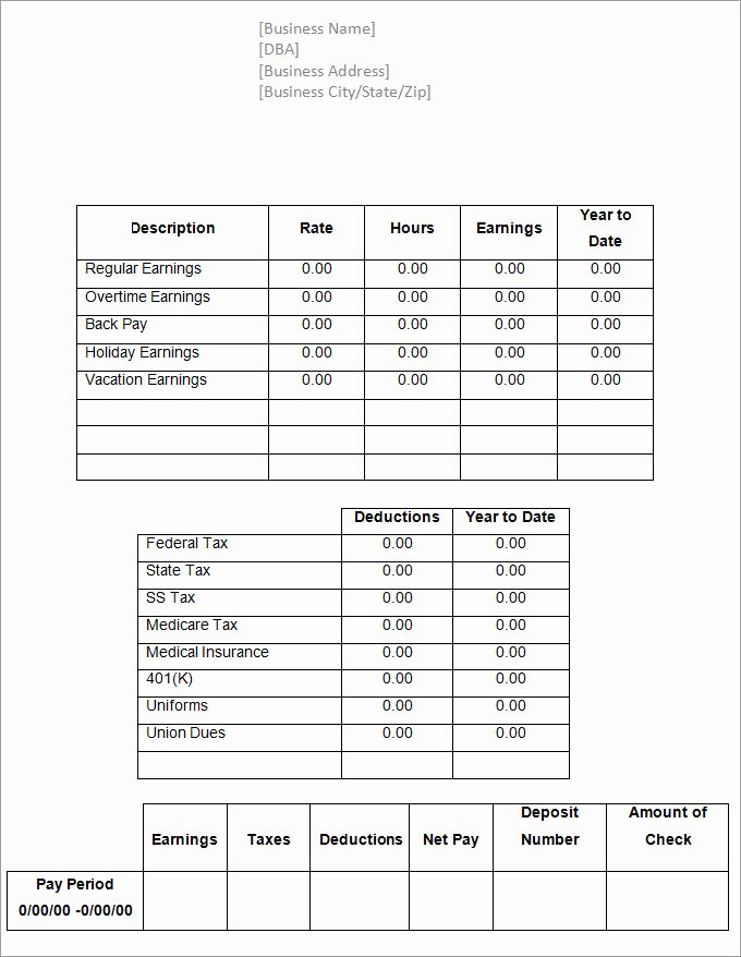 check stub template