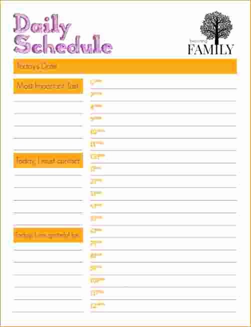 3 Daily Schedule Printable
