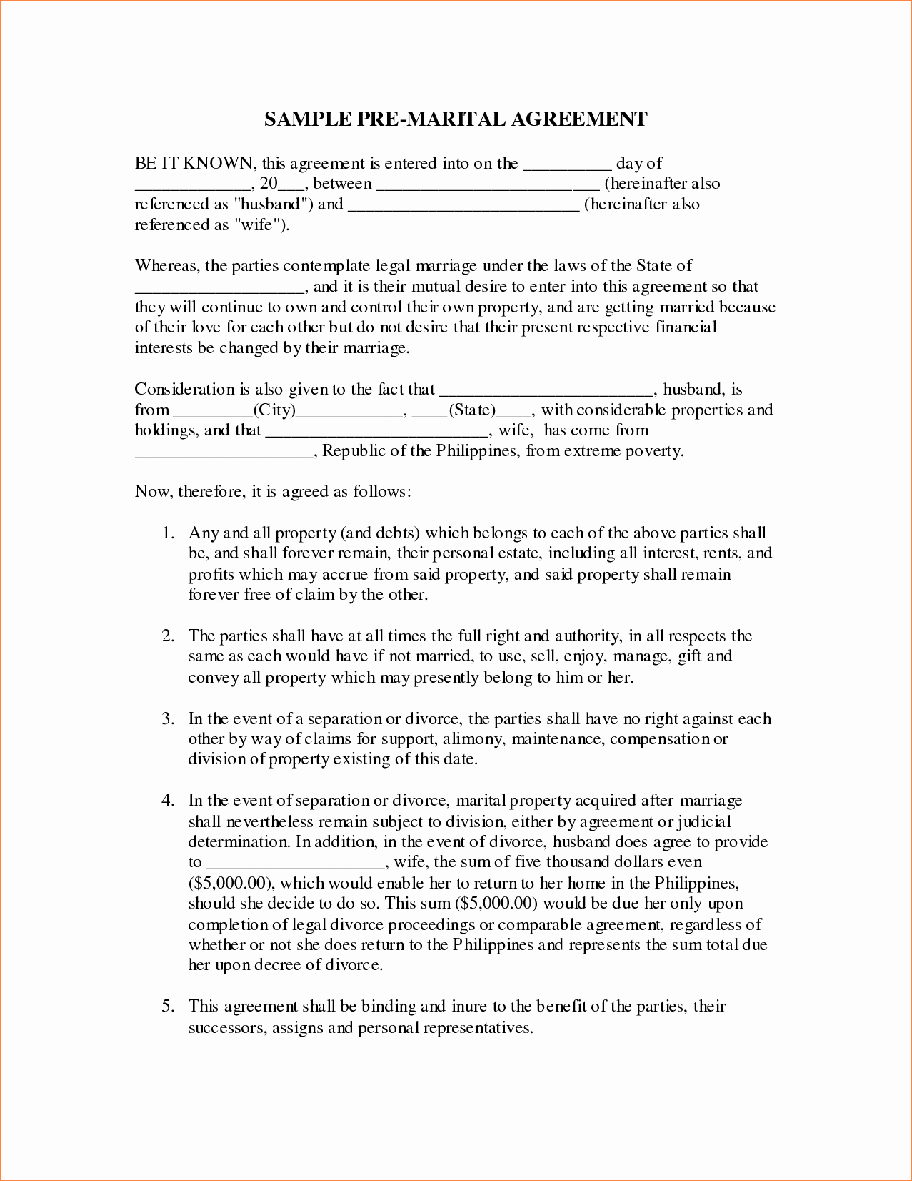 3 Divorce Agreement Samplereport Template Document