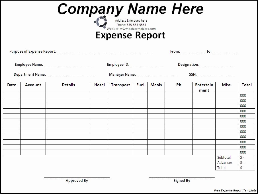 3 Expense Report Templates Excel Xlts