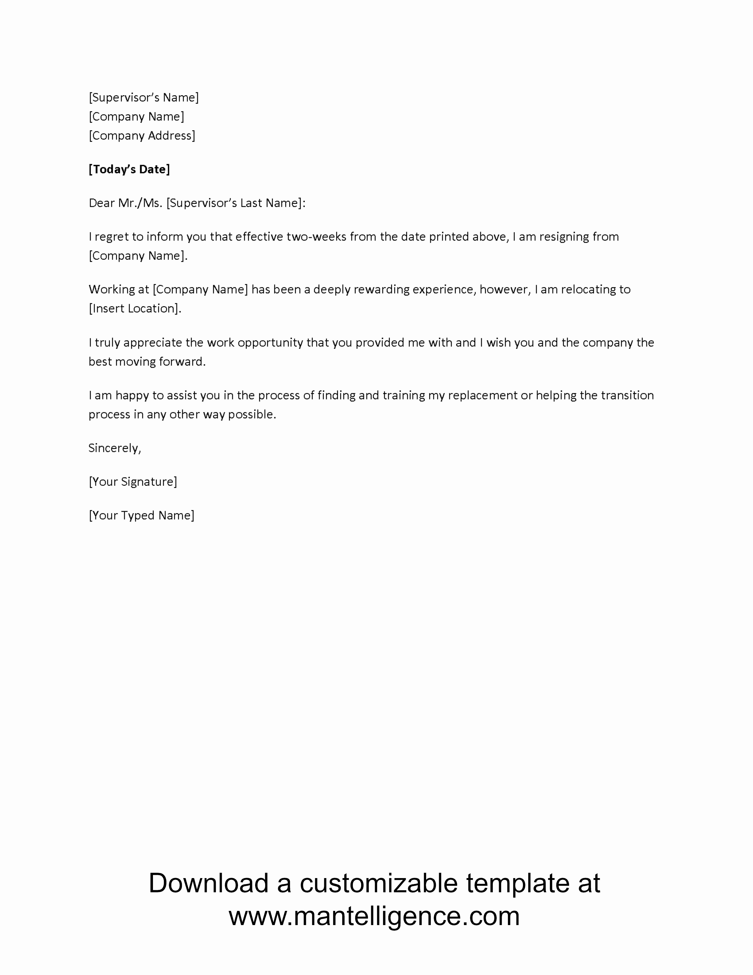 3 Highly Professional Two Weeks Notice Letter Templates