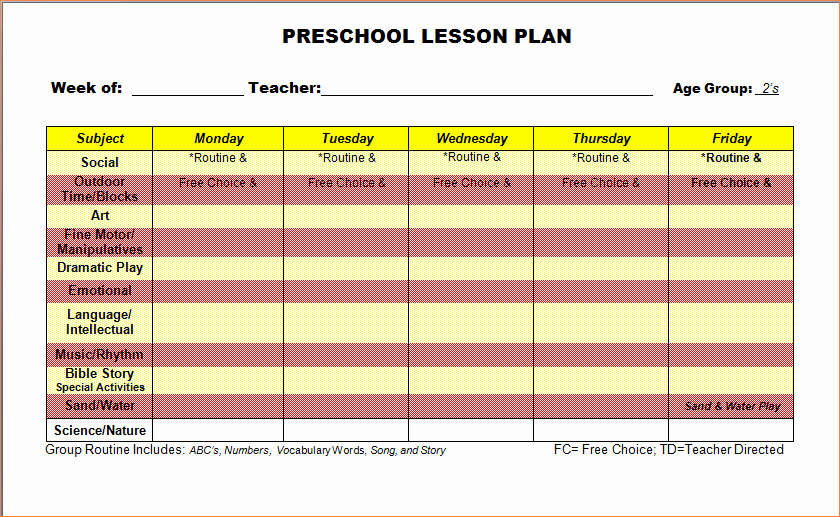 3 Lesson Plan Template Preschoolreport Template Document