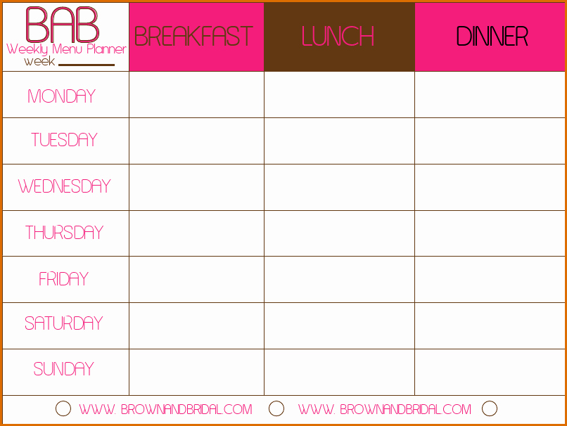 3 meal calendar template