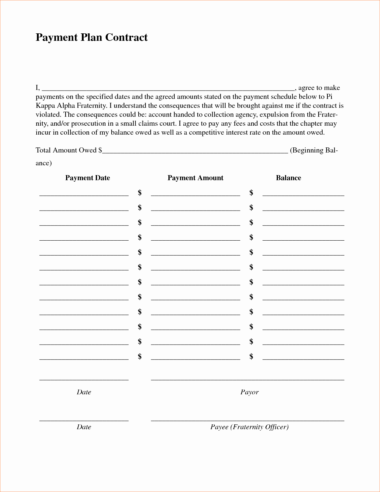 3 Payment Plan Contractreport Template Document