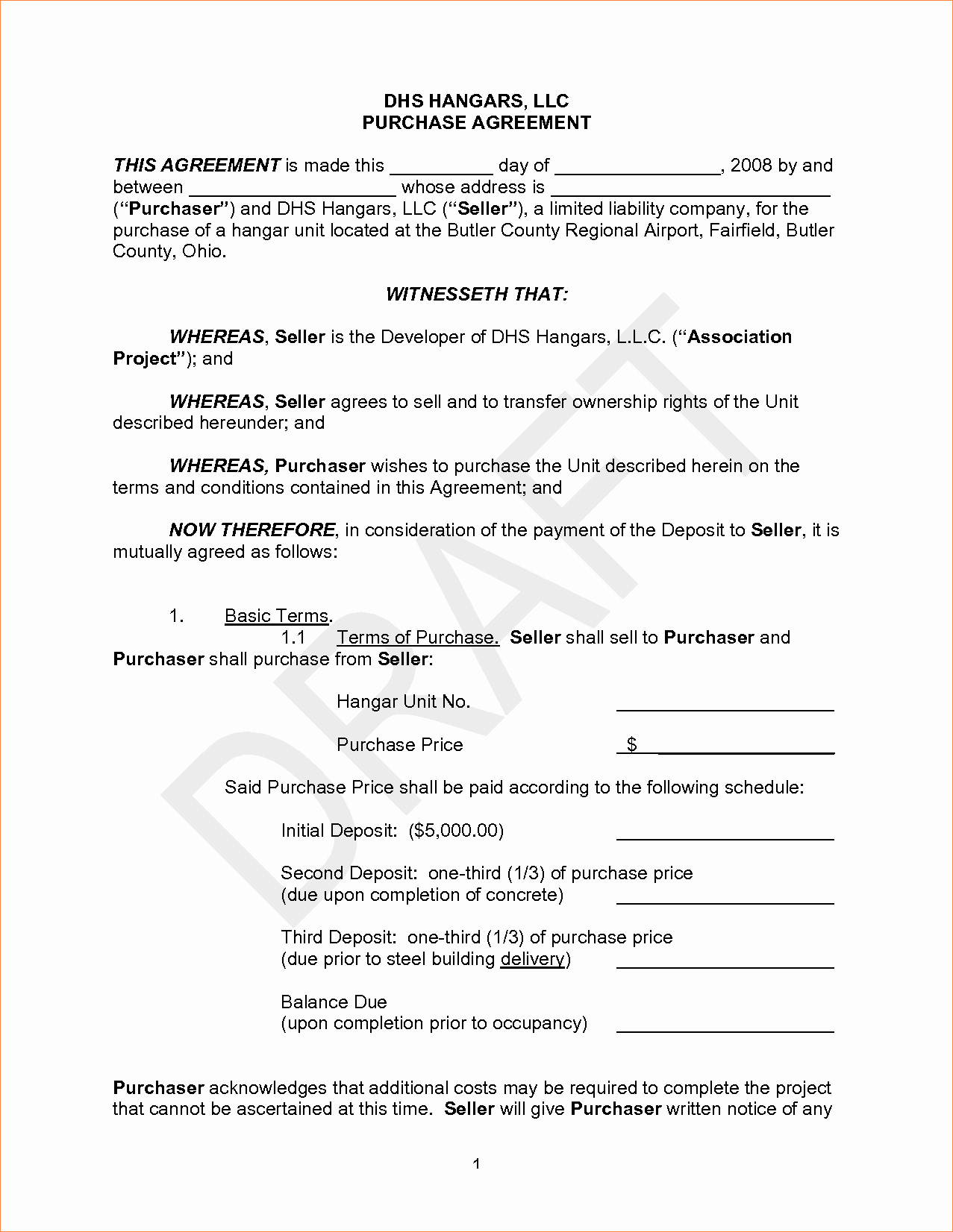 3 Simple Purchase Agreementreport Template Document