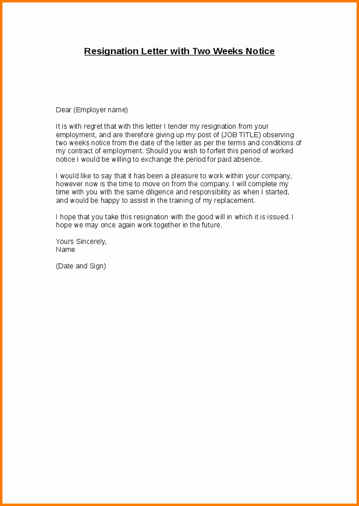 3 Two Weeks Notice Letter